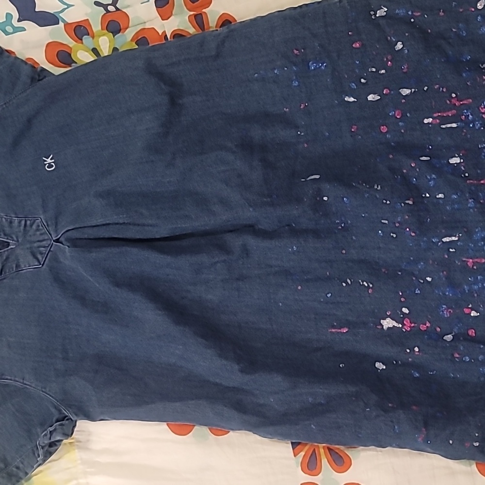 Little girls Calvin Klein dress size 8/10 medium blue jeans material